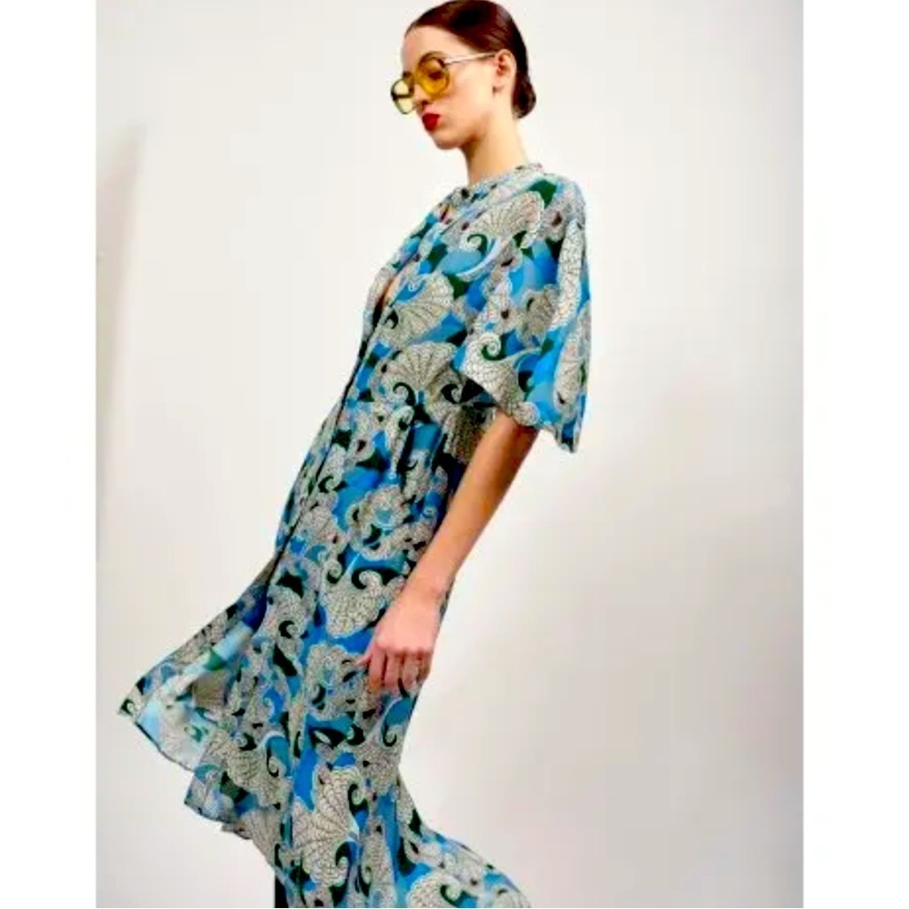 New with tags Equipment Nicolette dress sz 0 blue green tea length from Revolve